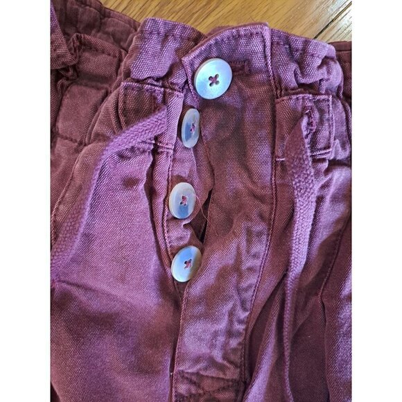 Free People Margate Women's Small Relaxed Fit Burgundy Trousers With Button Fly - Picture 3 of 7